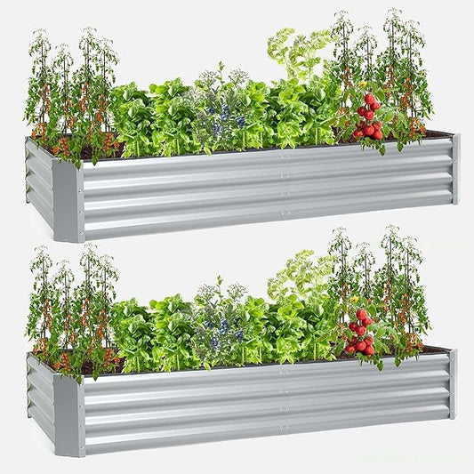 porayhut 6'x3' Raised Garden Bed Pack of 2,Kit Easy Set-up Planter Box for Vegetable Fruit,Metal Galvanized Large Size Raised Bed