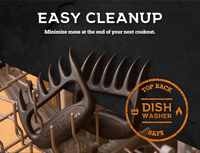 Bear Paws Meat Claws - The Original Meat Shredder Claws for Pulled Pork, USA Made - Easily Lift, Shred, Pull and Serve Pork, Chicken, Brisket and Turkey - Gift for Dad on Christmas! (Black)