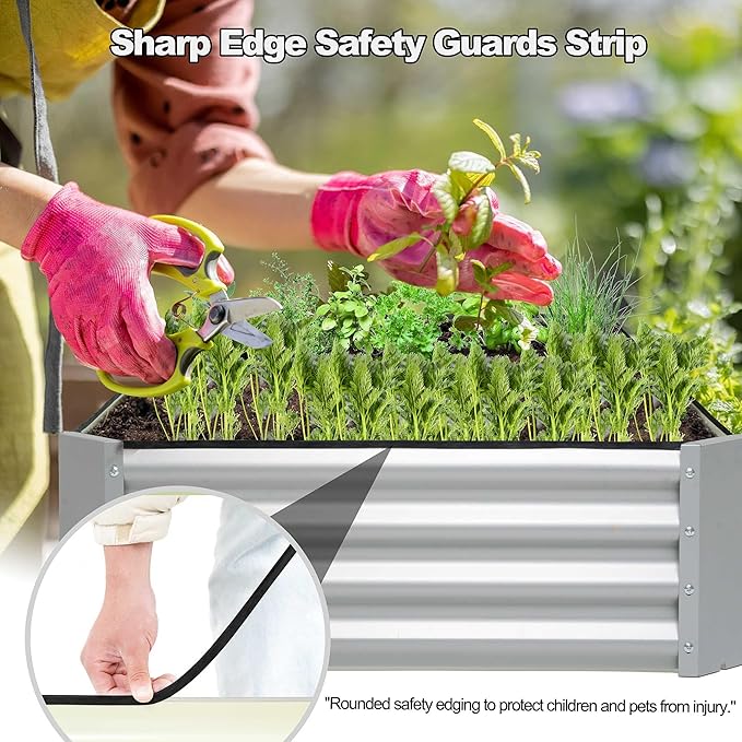 porayhut 6'x3' Raised Garden Bed Kit Easy Set-up Planter Box for Vegetable Fruit,Metal Galvanized Large Size Raised Bed