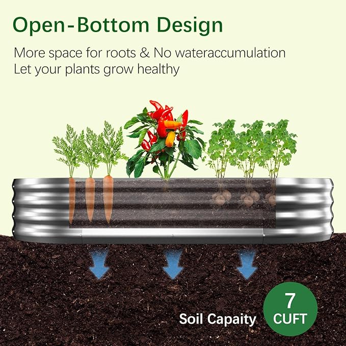 Galvanized Garden Bed kit for Vegetables/Herbs/Flowers (4X2X1)