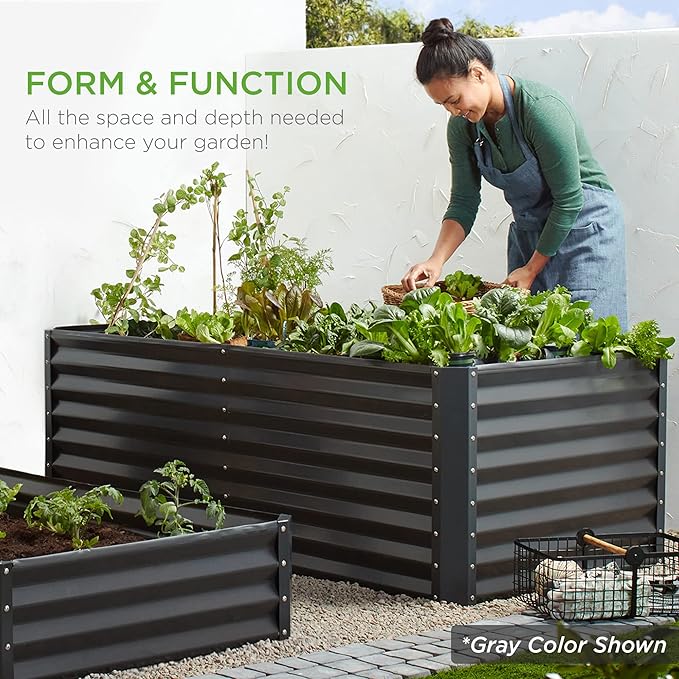 Best Choice Products 6x3x2ft Outdoor Metal Raised Garden Bed, Deep Root Box Planter for Vegetables, Flowers, Herbs, and Succulents w/ 269 Gallon Capacity - White