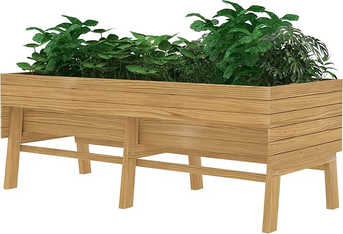 BlueWish 28.5" H Raised Garden Beds Outdoor, Raised Garden Bed with 837 lbs Capacity, Detachable Liner, Planter Box for Outdoor, Patio, Backyard, Natural