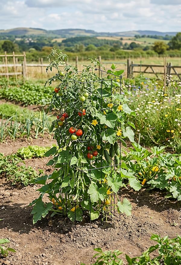 Vego Garden 3 Pack Tomato Cage 14.5" x 58" Square for Garden & Pots, Rust-Resistant Tomato Stackable Plant Cage Trellis Support for Climbing Vegetables Plants