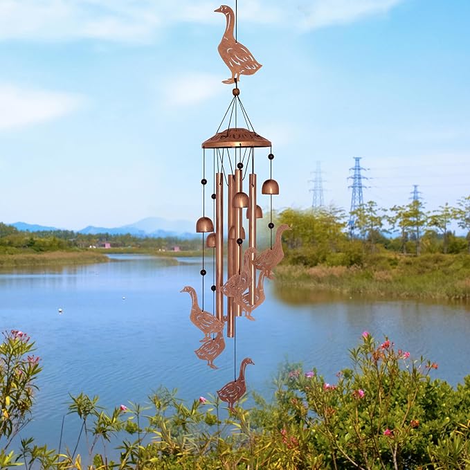 Goose Wind Chimes for Outside, Metal Windchimes Outdoors, Goose Gifts for Women/Men, Memorial/Birthday Gifts, Garden Decor for Outside, Patio or Yard, Durable Chimes for Outdoors