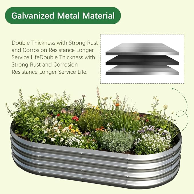 Galvanized Garden Bed kit for Vegetables/Herbs/Flowers (2PCS 4X2X1)