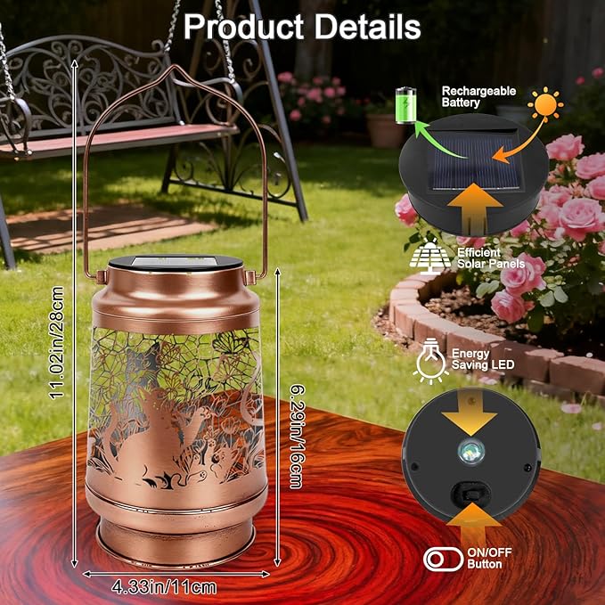 Cat Solar Lanterns Outdoor Waterproof - Wxiben Cat Lovers Gifts for Women Mom Grandma, Birthday Christmas Mother's Day Housewarming Gifts, Hanging Solar Lights for Garden Yard Tabletop Patio Decor
