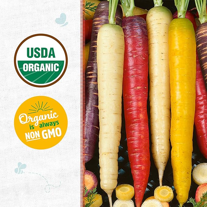 Back to The Roots 100% Organic Heirloom Seeds - Rainbow Carrot Value Pack (840mg Total)