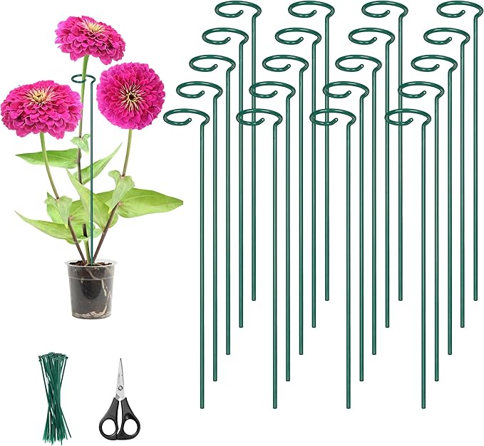 Kingsyard 36 Inch Plant Support Stake - 20 Pack, 4.5mm Thick All Metal Garden Plant Stakes Plant Prop for Single Stem Flowers Dahlia Lily Rose Peony Hydrangea Tomatoes Sunflower Gladiolus