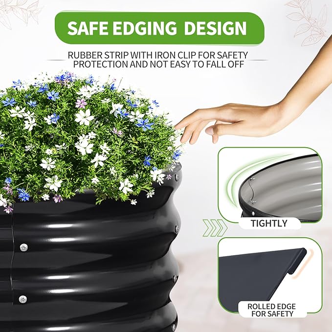 Permade Galvanized Raised Garden Bed Outdoor- Raised Beds for Gardening| Metal Planter Box, Steel Raised Garden Bed Kit with Safety Edging and Gloves for Vegetables, Flower, Herbs (6x2x1.4FT, Gray)