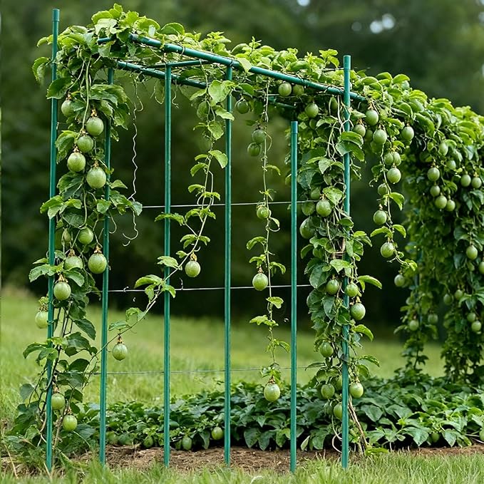 VEVOR Garden Stakes, 25 Pack, 82.68 inch, Plastic Coated Metal Tomato Stakes, Garden Sticks for Plants Support, with Pointed End and Non-Slip Bumps for Growing Climbing Plants, Outdoor Vegetables