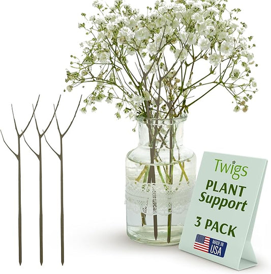 Twigs GA - Plant Support Stakes for Indoor & Outdoor Use, Durable Trellis Alternative for Climbing & Potted Plants, Houseplant Stem Holder Structures - Moonstone, 3 Pack, 22" L, Original