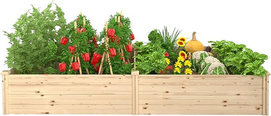 BlueWish Raised Garden Bed Outdoor, Planter Box with Open Bottom, Mortise Design, Ground Garden Bed for Fruit, Vegetables, Herbs, 94''L x 47''H x 15''W