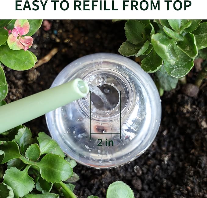 19 oz Extra Large Plant Self Watering Globes Top Fill, Plastic Water Bulbs, Slow Release Terracotta Self Watering Planter Insert, Plant Watering Devices System, Water Spikes Stakes, 4 Pack