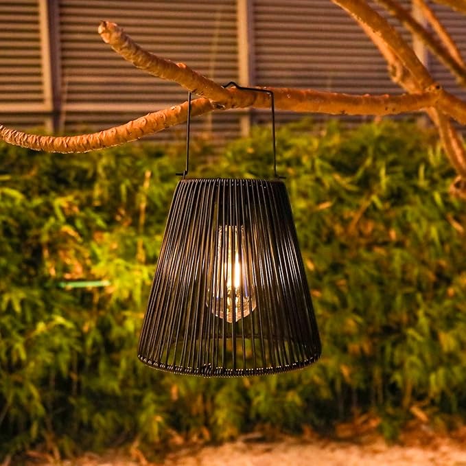 Afirst Solar Lanterns Outdoor, Rattan Hanging Solar Lights Natural Bamboo Waterproof Decorative Lanterns for Yard, Patio, Lawn,Pathway, Landscape, Garden Decor Mother's Day Gifts
