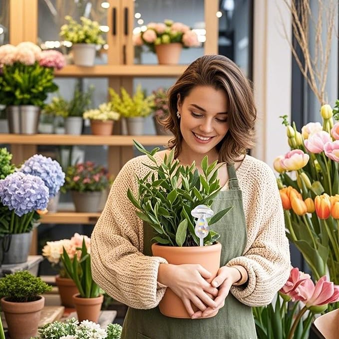 Plant Watering Globes- 2Pcs Iridescent Rainbow Glass Water Bulbs Mushroom Self Watering Spikes Planter Insert Automatic Plant Watering Bulbs Devices for Indoor and Outdoor Plants