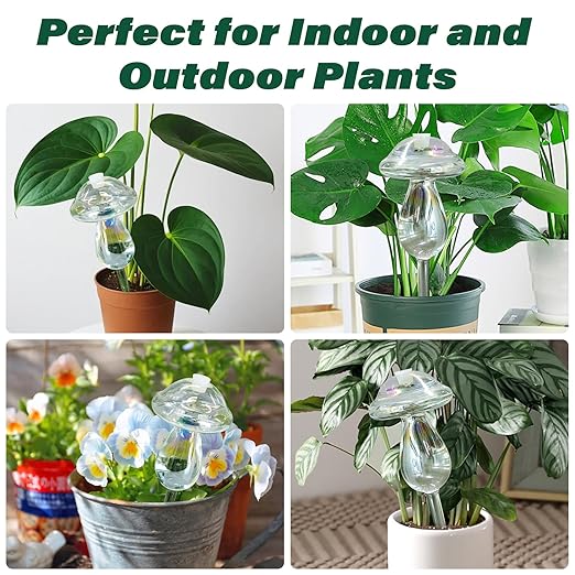 2 Pcs Glass Self Watering Globes, Iridescent Automatic Plant Waterer Bulbs Devices for Indoor & Outdoor Plants, Slow Release Watering Devices System for Various Plants