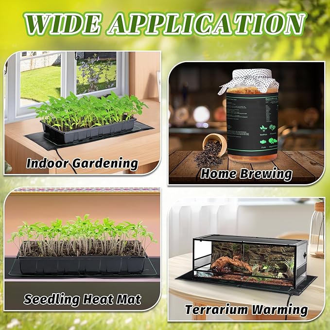 4 PCS Durable Seedling Heat Mat for Plants - 10'' x 20.5'' Bulk Seed Starting Heating Mat for Indoor Grarden Greenhouse, Waterproof Warm Hydroponic Seed Mat for Plant Germination Growth