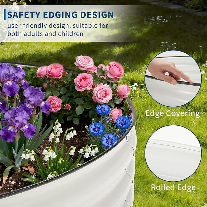 PeakPursuit 6X3x1Ft Galvanized Raised Garden Bed Kit, Metal Raised Garden Bed, Oval Planter Box with Open-Ended Base for Vegetables, Flowers, Herbs & Fruits
