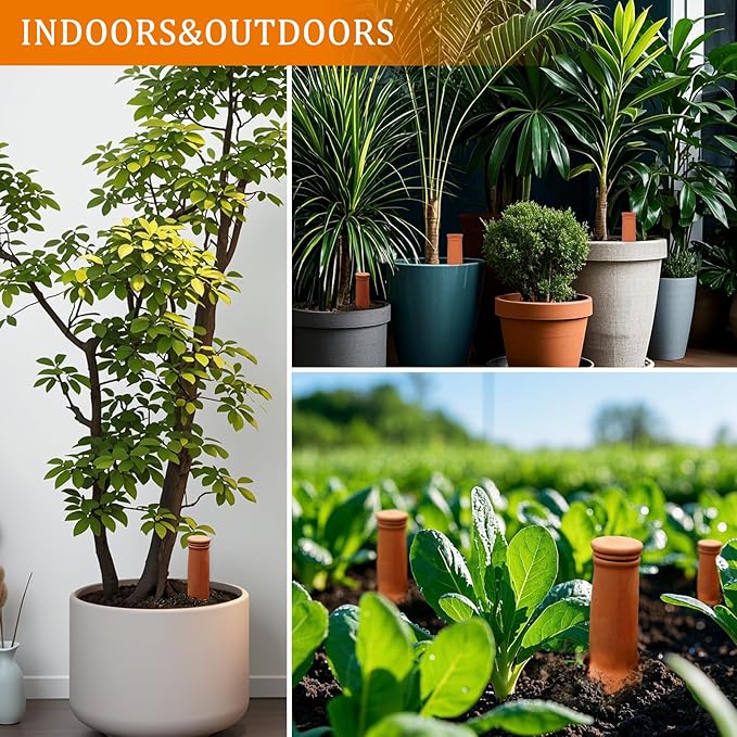 30 Oz Ollas Terracotta Watering Pots Large, Plant Watering Globes, Self-Watering Device, Terracotta Clay Watering Pot with Lid, Refill 2 Week Auto Irrigation System for Indoor & Outdoor Plant(2 Packs)