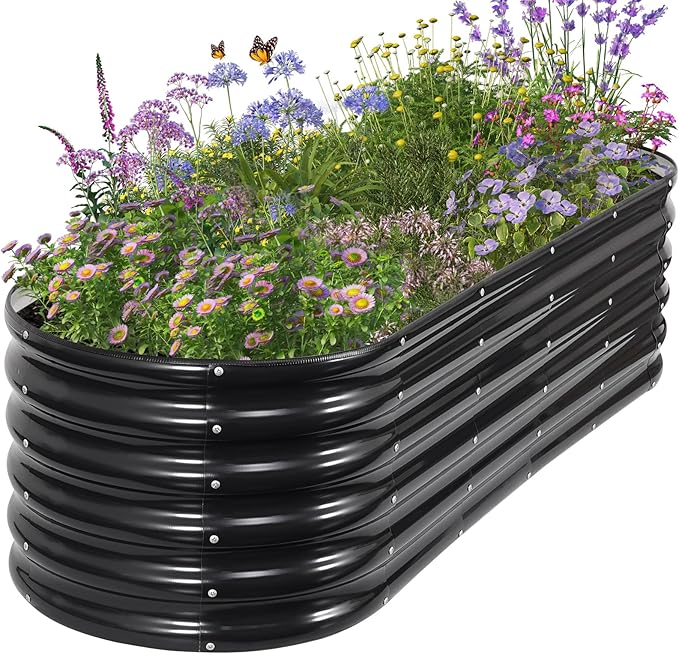Permade Galvanized Raised Garden Bed Outdoor- Raised Beds for Gardening| Metal Planter Box, Steel Raised Garden Bed Kit with Safety Edging and Gloves for Vegetables, Flower, Herbs (6x2x1.4FT, Gray)