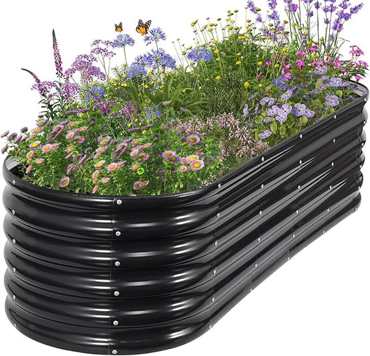 Permade Galvanized Raised Garden Bed Outdoor- Raised Beds for Gardening| Metal Planter Box, Steel Raised Garden Bed Kit with Safety Edging and Gloves for Vegetables, Flower, Herbs (6x2x1.4FT, Gray)