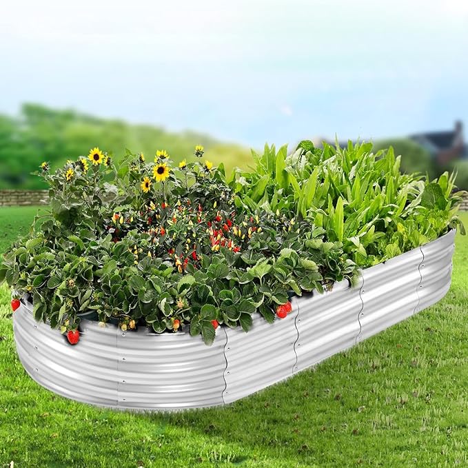 Galvanized Raised Garden Bed, 6x3x1ft Planter Box for Outdoor Gardening, Durable Metal Raised Garden Box with Open Base Design for Vegetables, Fruits, Flowers (Silver, 6×3×1FT (1-Pack)