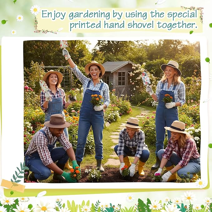 Lanties 24 Pcs Floral Garden Shovels Bulk Gardening Gift for Women Heavy Duty Garden Tools Floral Hand Shovel for Mom Employees Birthday Thank You Gifts (Green Flowers)
