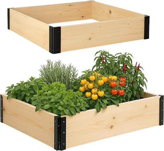 Epic Gardening Raised Garden Bed 47 x 31 x 8 Inch Nordic Softwood Planter Box with Powder Coated Hinges Elevated Garden Bed for Vegetables Herbs Flowers Easy Assembly Outdoor Gardening Kit