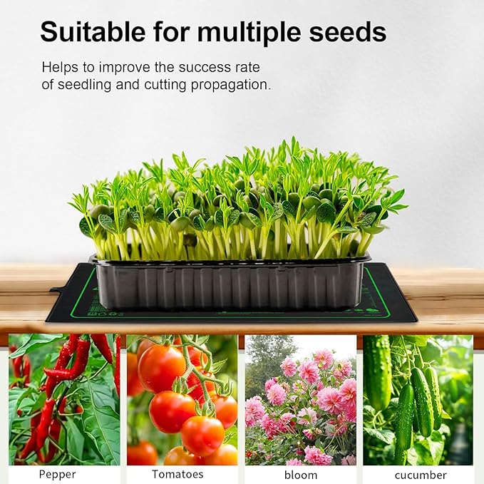 Upgrade 20" x 10" Durable Waterproof Seedling Heat Mat with ETL Certified, Warm Hydroponic Heating Pad for Germination,Indoor Plant Gardening and Cutting, Brewing and Seed Starting Greenhouse