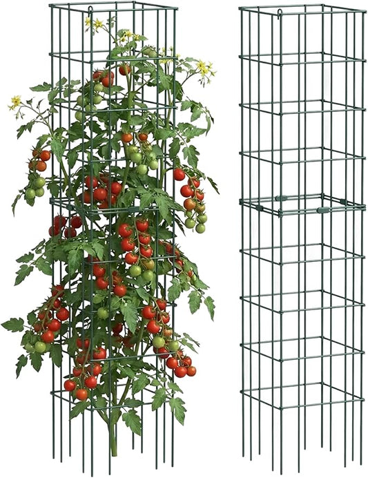 Vego Garden 2 Pack Tomato Cage 16.5" Square for Garden & Pots, Rust-Resistant Tomato Stakes Plant Cage Trellis Support for Climbing Vegetables Plants