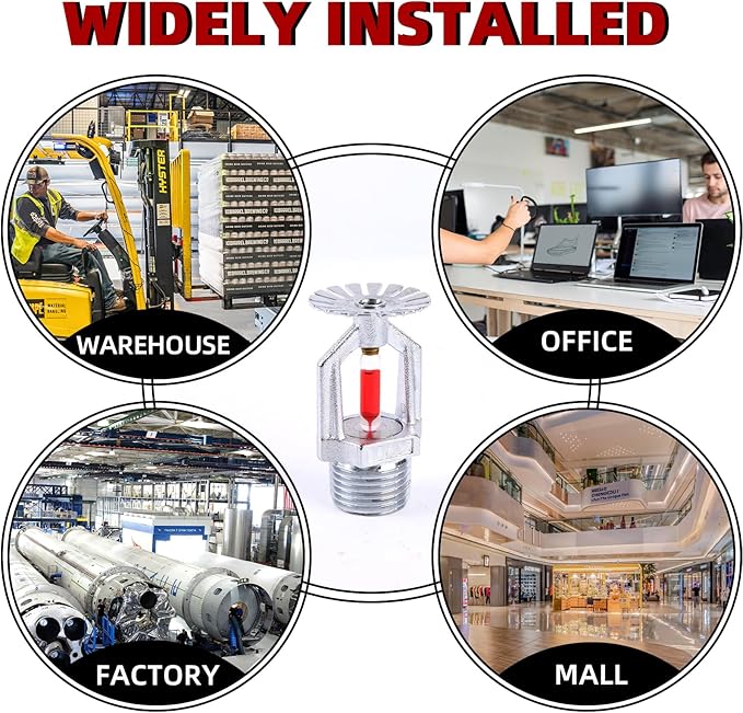 2 Pcs Fire Sprinkler Head - Copper Chrome, 1/2” NPT 155℉(68°C) Pendent Type Spray, K80 Fast Response Automatic Fire Sprinkler System for Residential, Factory, Mall, Warehouse Building