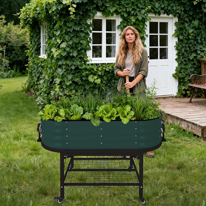 Galvanized Raised Garden Bed Kit with Cover Heavy-Duty Modular Metal Planter Raised Beds for Vegetables with Tool-Assisted Simple Assembly, Reinforced Panels & Optimal Drainage