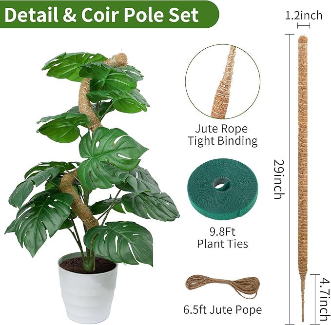 2 Pack Moss Pole, LveSunny 29 Inch Bendable Moss Pole Monstera Plant Support, More Flexible and Corrosion-Resistant Moss Poles for Climbing Plants, Suitable for Potted Plants