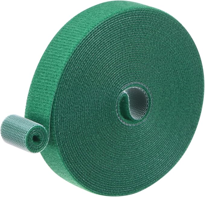 1-Roll Garden Plant Tape, 16 ft x 0.6 in Garden Hook and Loop Plant Ties Multi-Purpose Use Adjustable and Reusable Twist Wire Tape for Plants/Flowers/Vines [Green]