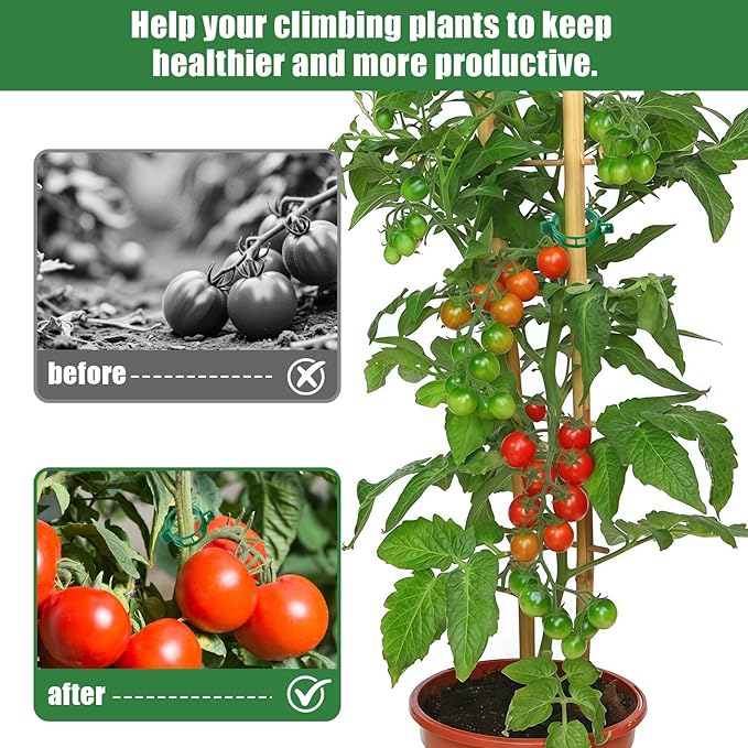 YFANITI 300 PCS Green Plant Fixing Clips,Plant Support Clips, Tomato Clips, Plastic Trellis Clips,Garden Clip for Fixing Stem and Vine