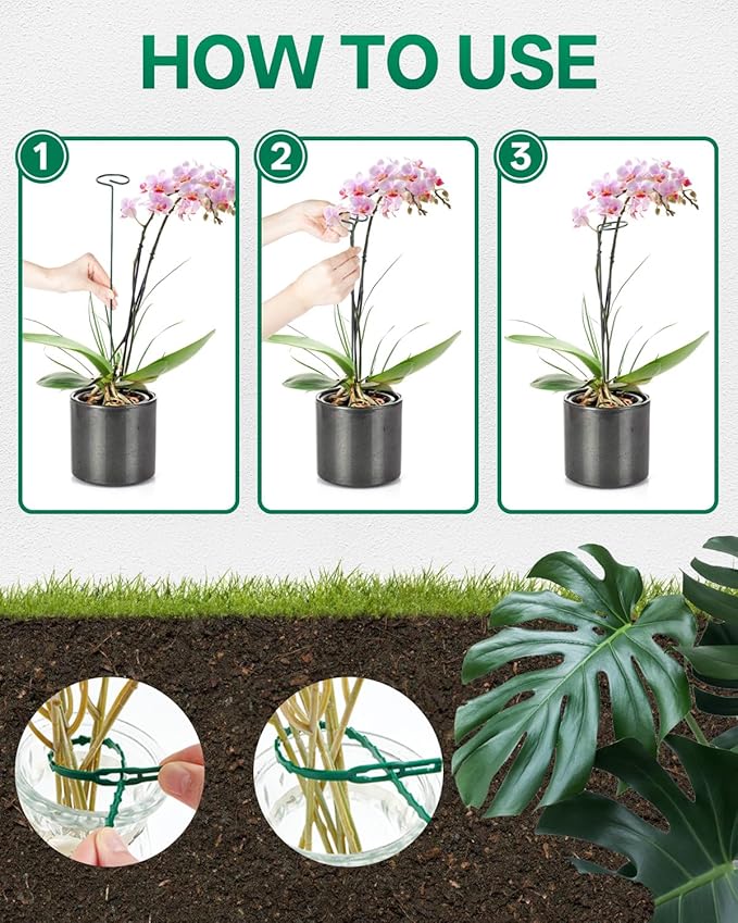 Breeze Touch 20 Pack Plant Stakes, 16 Inch Plant Support Stakes with 15 Twist Ties, Plant Sticks Support, Flower Stakes for Plants Peony, Tomato Seedling, Marigold, Amaryllis, Sapling, Coreopsis