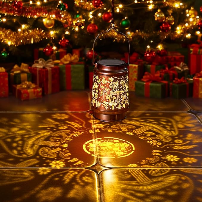 Homemory Christmas Gifts for Women Mom Grandma, Solar Lanterns Mushroom Lights Outdoor Waterproof Garden Decor, LED Hanging Solar Lights for Yard, Patio, Backyard, Porch, Lawn