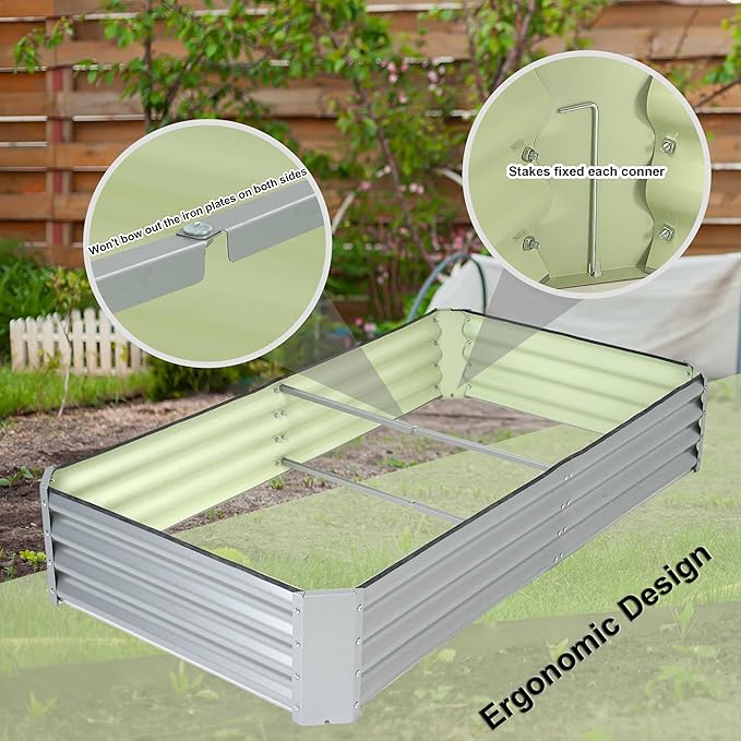 porayhut 6'x3' Raised Garden Bed Kit Easy Set-up Planter Box for Vegetable Fruit,Metal Galvanized Large Size Raised Bed