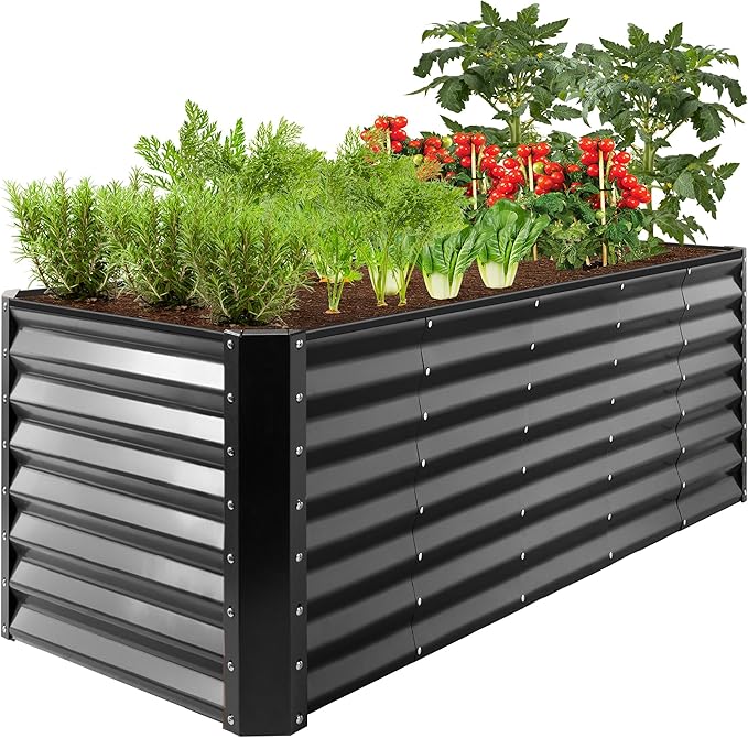 Best Choice Products 8x2x2ft Raised Outdoor Metal Garden Bed, Rectangular Planter Box for Herbs, Flowers, and Deep Root Vegetables w/ 240 Gallon Capacity - Gray