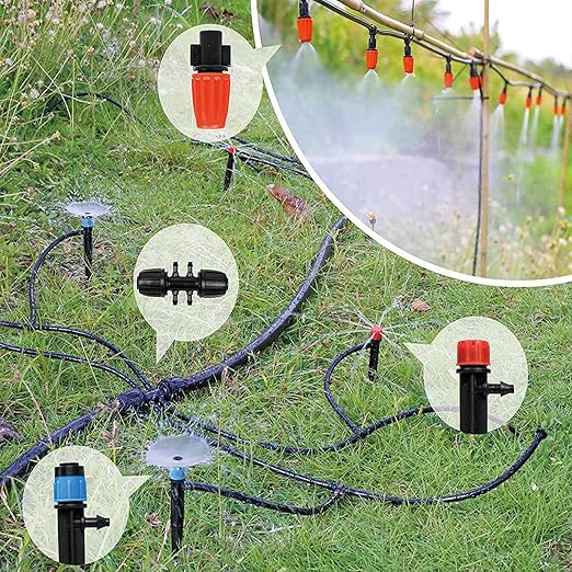 256FT Automatic Drip Irrigation System Kit,Automatic Garden Watering Misting System for Greenhouse, Yard, Plant ，Lawn with 1/2 inch Hose 1/4 inch Distribution Tubing and Accessories
