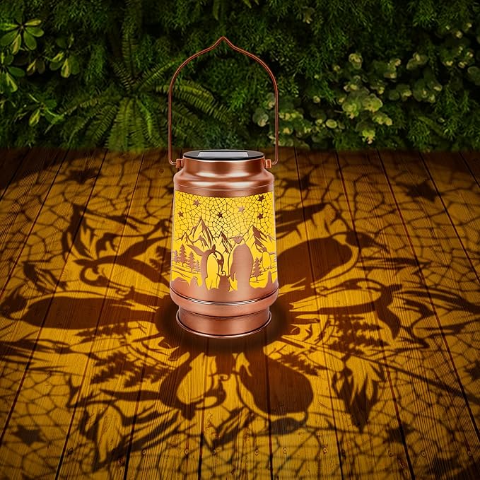 Penguin Gifts for Women Men - Penguin Solar Lanterns Outdoor Waterproof, Birthday Christmas Winter Mother's Day Father's Day Gift, Penguins Decor Hanging LED Solar Lights for Garden Yard Lawn