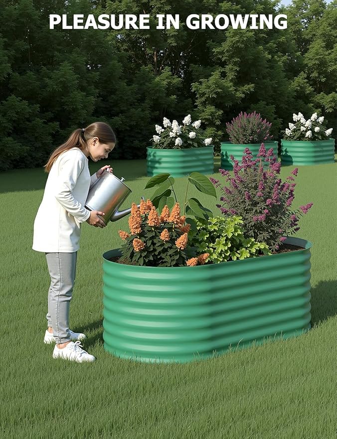 4x2x2ft Galvanized Raised Garden Bed, Durable Outdoor Planter Box, Spacious Raised Bed Ideal for Growing Vegetables, Fruits, and Flowers, Easy Assembly, Green