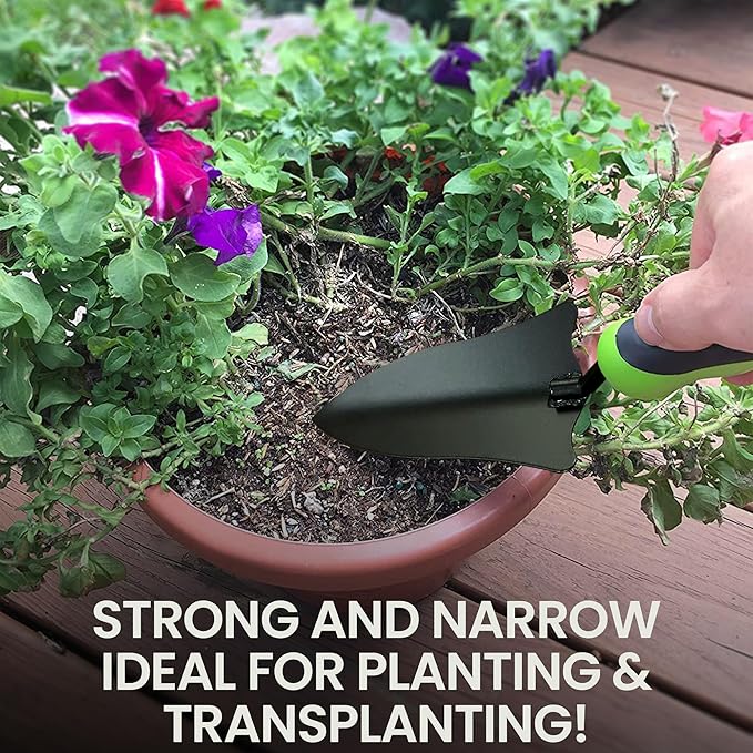 Garden Guru Transplanter Trowel Shovel - High Carbon Steel for Ultimate Strength - Rust Resistant - Ergonomic Grip - Perfect Hand Shovel Tool for Gardening Transplanting & Digging in Garden Beds
