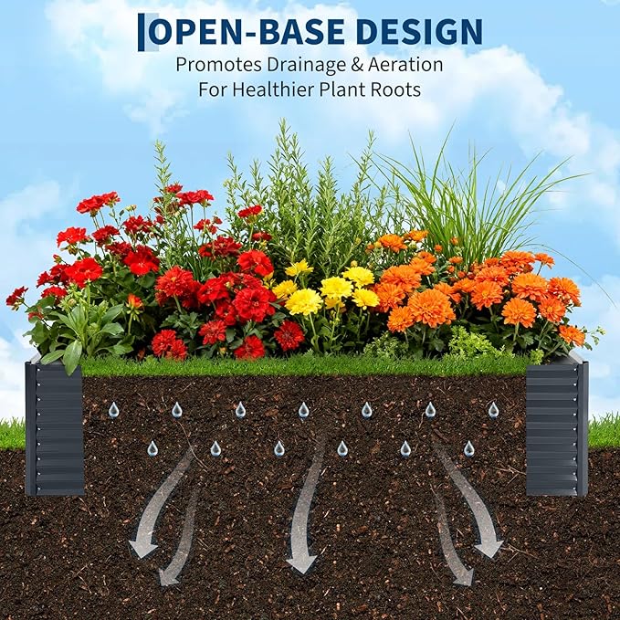 Galvanized Raised Garden Bed Kit with Cover Heavy-Duty Modular Metal Planter Raised Beds for Vegetables with Tool-Assisted Simple Assembly, Reinforced Panels & Optimal Drainage