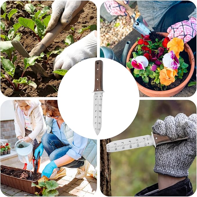 Garden Shovel Saw,Multifunctional Manual Weeding Tool for Weeding,Digging,Pruning,Cultivating, 7" Stainless Steel Blade with Sheath, Full-Tang Wood Handle with Hanging Hole (Black)