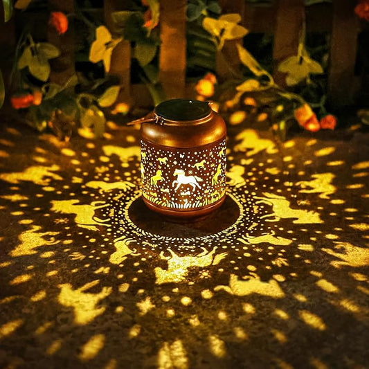 Horse Solar Lanterns Outdoor Waterproof,Horse Garden Decor Birthday Gifts for Women Men Mom Hanging Solar Lights Metal Decoration Outside for Yard，Porch, Patio, Pathway, Landscape, Backyard