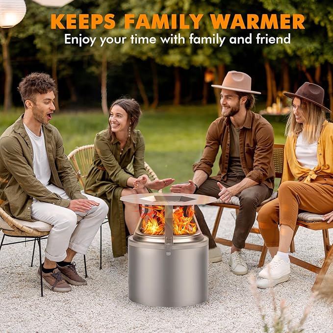 Dirza Heat Deflector Compatible with Solo Stove Yukon and Other 27" Fire Pit -Foldable Legs for Space-Saving Storage,Locking Ring Prevents Dropping,Accessories for Fire Pit, 304 Stainless Steel
