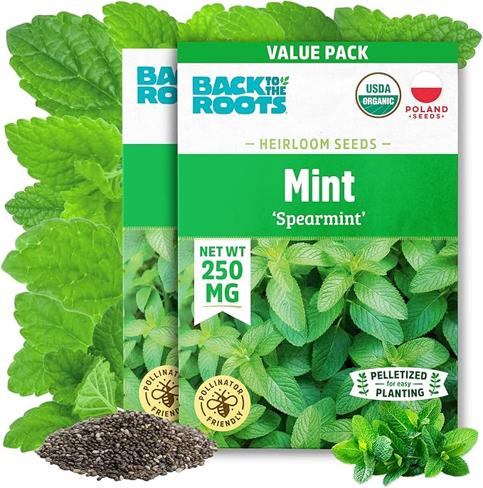 Back to The Roots 100% Organic Heirloom Seeds - Spearmint Value Pack (250mg Total)