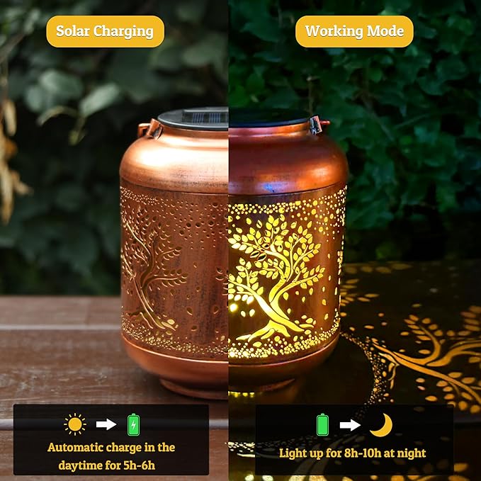 Solar Lanterns Outdoor Waterproof, Birthday Gifts for Women, Solar Lights for Backyard Porch Patio Table Yard Balcony Lawn Pathway