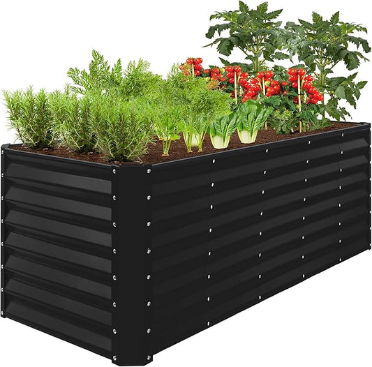 Best Choice Products 8x2x2ft Raised Outdoor Metal Garden Bed, Rectangular Planter Box for Herbs, Flowers, and Deep Root Vegetables w/ 240 Gallon Capacity - Black